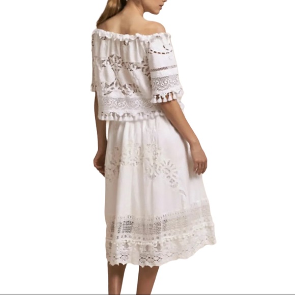 🥳HP Place Nationale x Free People Baleine Lg White Crocheted Lace Midi Skirt - Picture 4 of 9